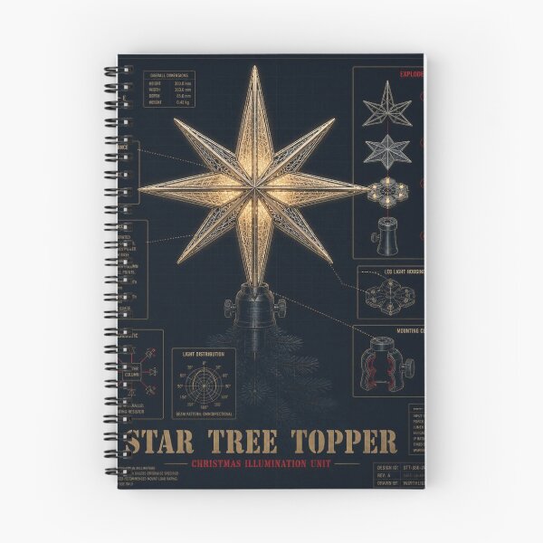 Item preview, Star Tree Topper Blueprint - Christmas Technical Illustration designed and sold by SunnyDesign82.