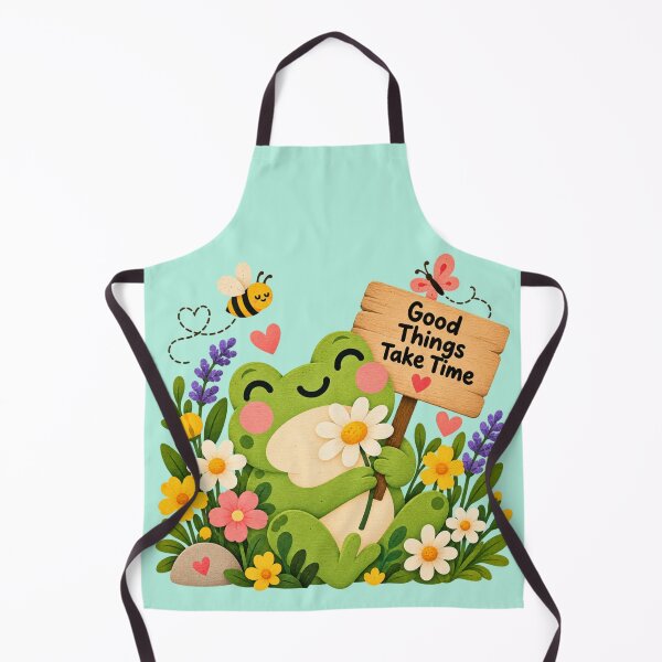 Item preview, Cute Frog Wildflower Garden – Good Things Take Time designed and sold by StickyDelights.