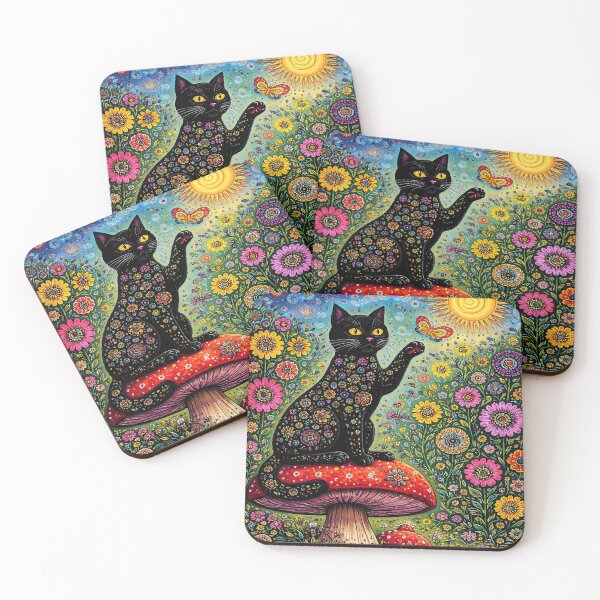 Artikelvorschau, Whimsical Flower Cat on Mushroom entworfen und verkauft von My Redbubble Shop.