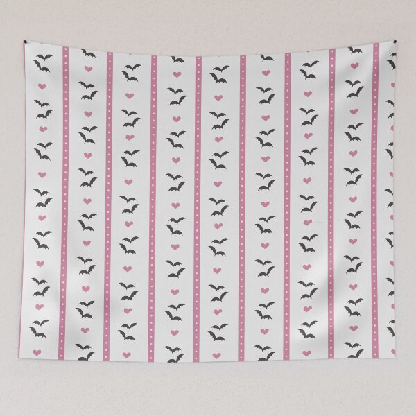 Item preview, Pink & Black Bat Pattern | Cute Gothic Halloween Striped Seamless Design designed and sold by TheSpellboundArtist.