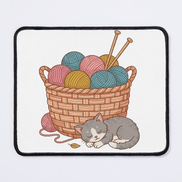 Item preview, Cute Cat Sleeping by Knitting Basket designed and sold by KMKDesignStudio.