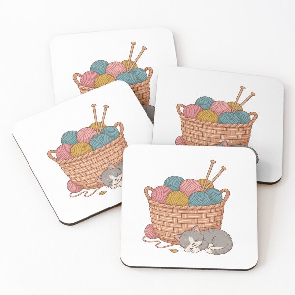 Item preview, Cute Cat Sleeping by Knitting Basket designed and sold by KMKDesignStudio.