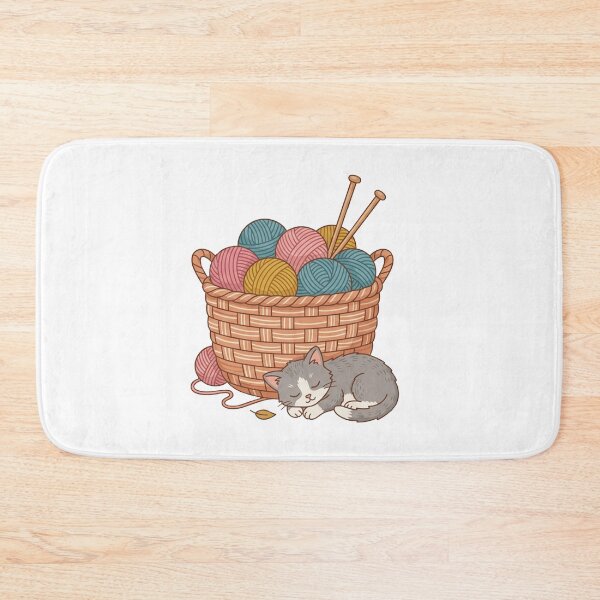 Item preview, Cute Cat Sleeping by Knitting Basket designed and sold by KMKDesignStudio.