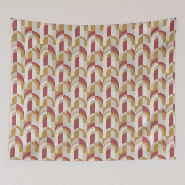 Item preview, Retro Geometry Cream and Ochre Arches designed and sold by Pattique.