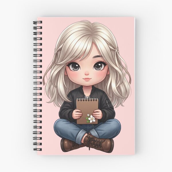 Item preview, Cute Journaling Chibi Girl In Black Bomber Jacket designed and sold by taogiauco.