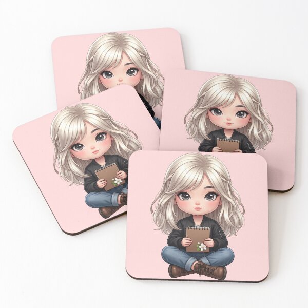 Item preview, Cute Journaling Chibi Girl In Black Bomber Jacket designed and sold by taogiauco.