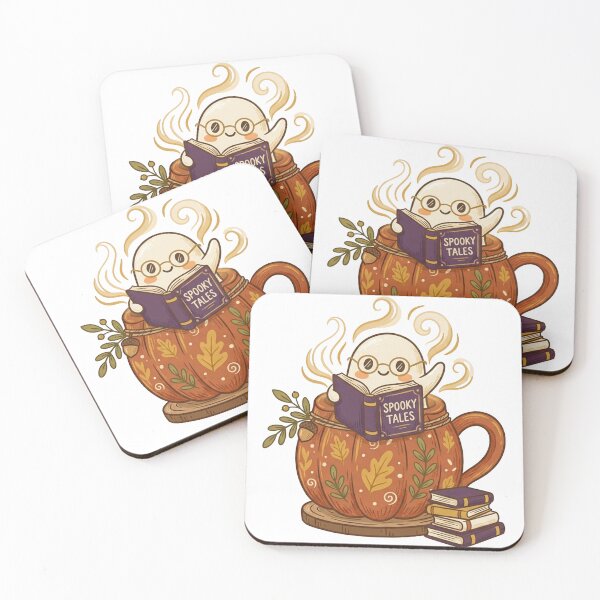 Item preview, Spooky Tales Cute Ghost Reading in Pumpkin Mug Halloween designed and sold by KMKDesignStudio.