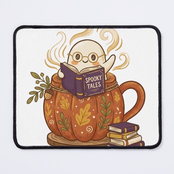 Item preview, Spooky Tales Cute Ghost Reading in Pumpkin Mug Halloween designed and sold by KMKDesignStudio.