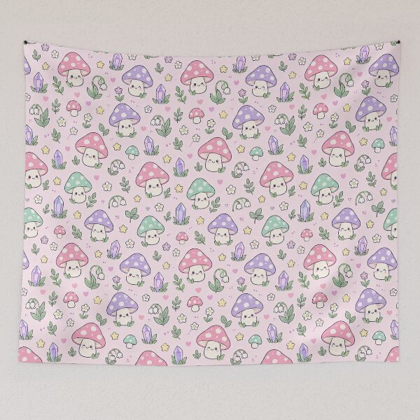 Item preview, Kawaii Enchanted Mushroom Pattern designed and sold by Soft Berry Studio.