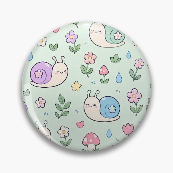 Item preview, Kawaii Snail Garden Pattern designed and sold by Soft Berry Studio.