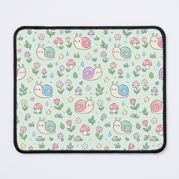 Item preview, Kawaii Snail Garden Pattern designed and sold by Soft Berry Studio.