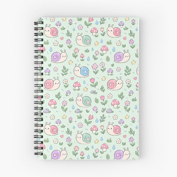 Item preview, Kawaii Snail Garden Pattern designed and sold by Soft Berry Studio.