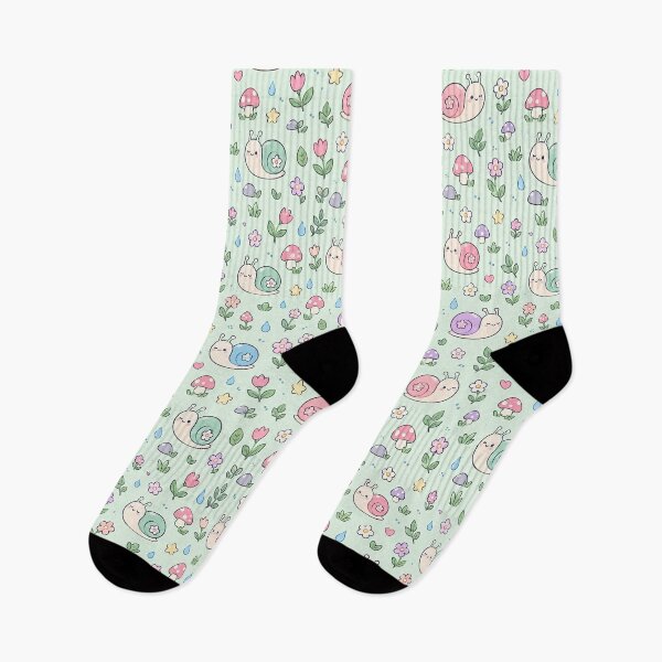 Item preview, Kawaii Snail Garden Pattern designed and sold by Soft Berry Studio.