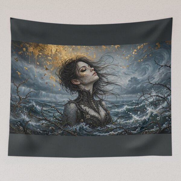 Item preview, Kintsugi Woman – Gothic Cracked Porcelain Fantasy Portrait designed and sold by Alcyone-Blue.