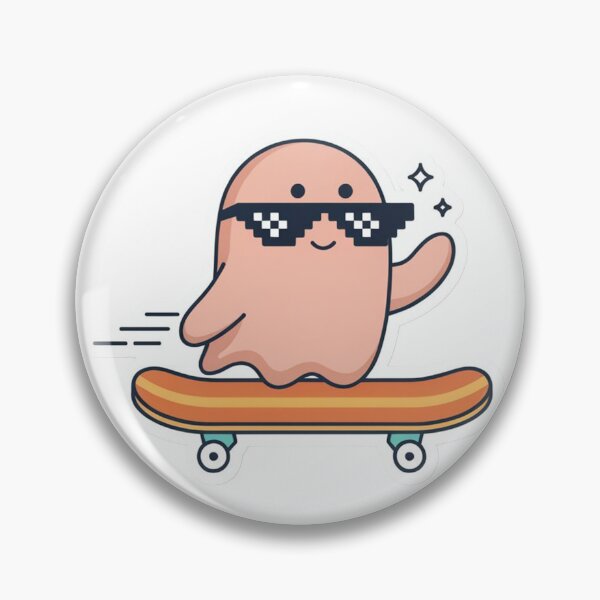 Item preview, Cute Ghost Wearing Pixel Sunglasses Riding Skateboard designed and sold by KMKDesignStudio.