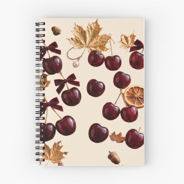 Item preview, Autumn Cherry Motif with Gold Leaf and Vintage Bow designed and sold by PoenyL1rosy.