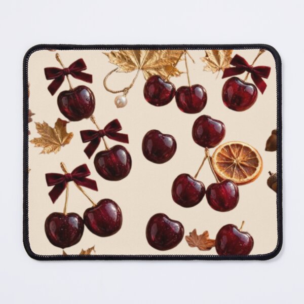 Item preview, Autumn Cherry Motif with Gold Leaf and Vintage Bow designed and sold by PoenyL1rosy.