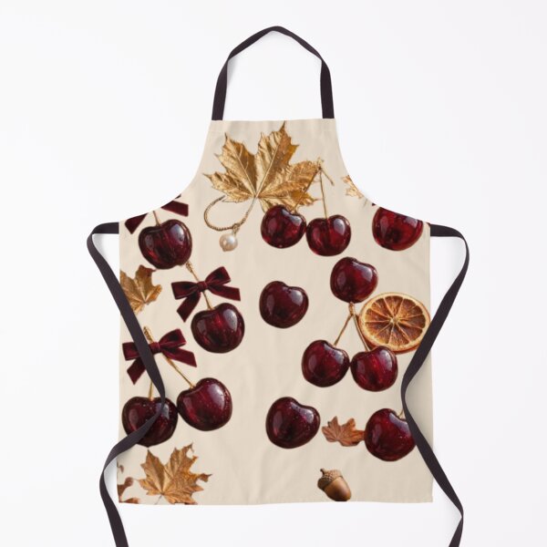 Item preview, Autumn Cherry Motif with Gold Leaf and Vintage Bow designed and sold by PoenyL1rosy.