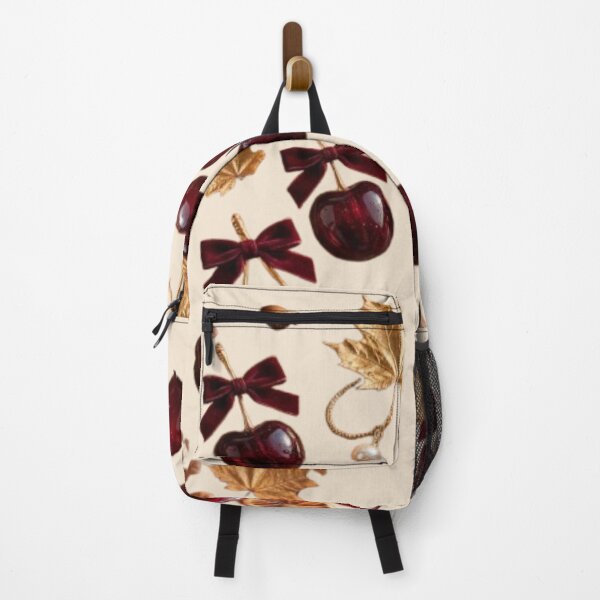 Item preview, Autumn Cherry Motif with Gold Leaf and Vintage Bow designed and sold by PoenyL1rosy.