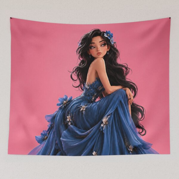 Item preview, Girl in a Blue Floral Dress designed and sold by LiMarchee.