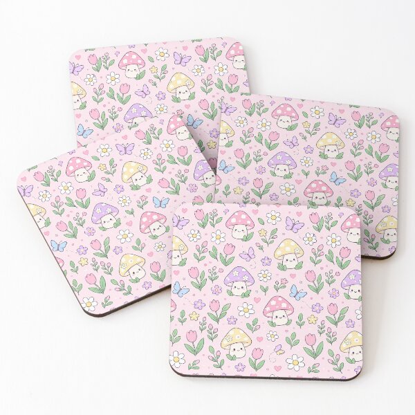 Item preview, Kawaii Flower Mushroom Pattern designed and sold by Soft Berry Studio.