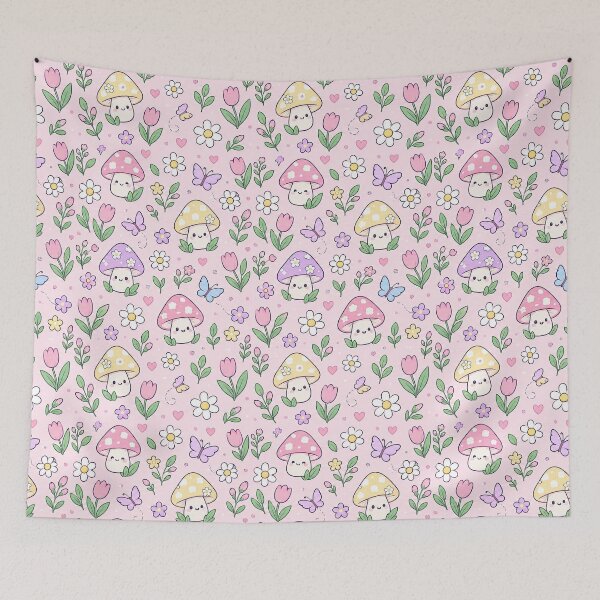 Item preview, Kawaii Flower Mushroom Pattern designed and sold by Soft Berry Studio.