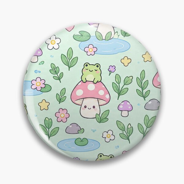 Item preview, Kawaii Tiny Frog Mushroom Pattern designed and sold by Soft Berry Studio.
