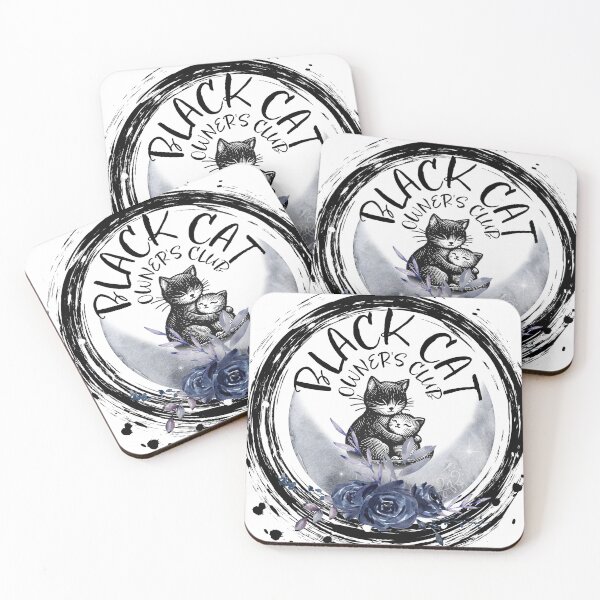Item preview, Black Cat Owners Club Cute Kitten Floral Moon designed and sold by KMKDesignStudio.