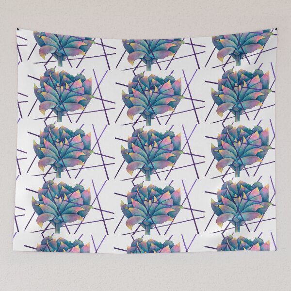 Item preview, Electric Bloom, Teal and Violet Geometric Flower designed and sold by ArithraStudio.