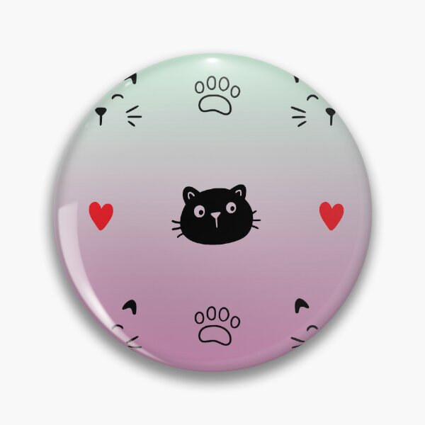 Item preview, Cute Black Cat Faces and Paws Mint Pink Gradient Pattern designed and sold by KMKDesignStudio.