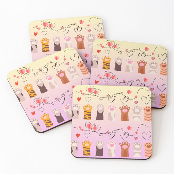 Item preview, Cute Cat Paws and Hearts Seamless Pattern designed and sold by KMKDesignStudio.