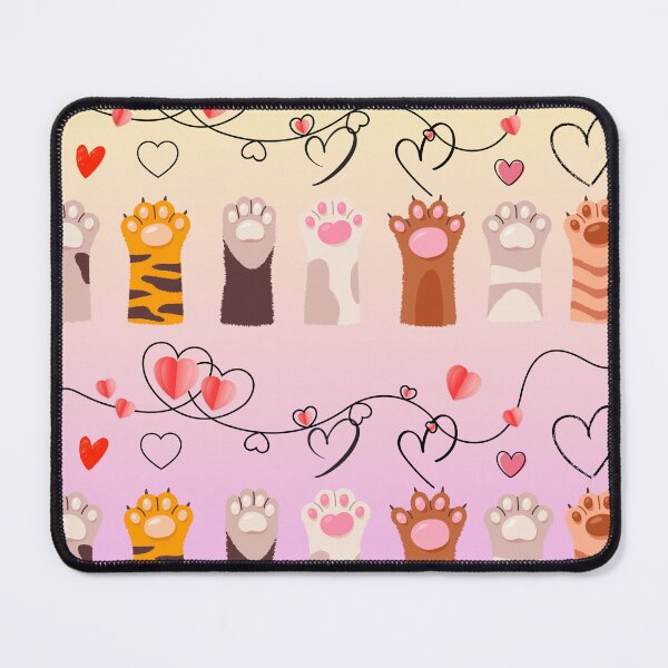 Item preview, Cute Cat Paws and Hearts Seamless Pattern designed and sold by KMKDesignStudio.