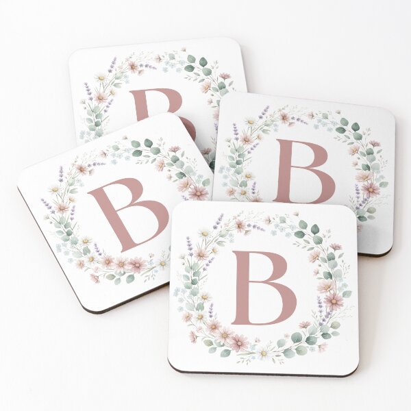 Item preview, Pink Letter B Floral Wreath Monogram designed and sold by ITCHAWAWAA.