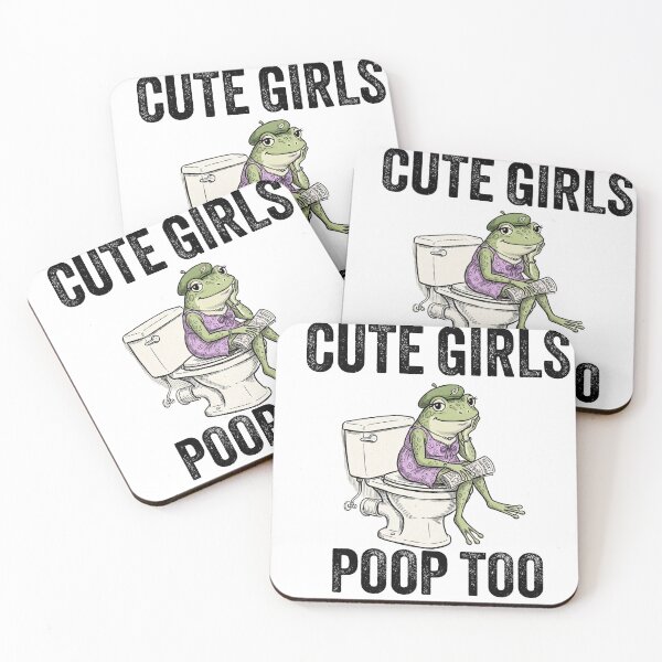 Item preview, Cute Girls Poop Too Funny Frog Sitting on Toilet Bathroom Humor designed and sold by KMKDesignStudio.