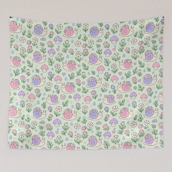 Item preview, Kawaii Flower Snail Pattern designed and sold by Soft Berry Studio.