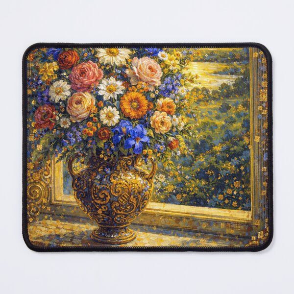 Item preview, A beautiful painting of a bouquet of flowers in a vase on the windowsill. designed and sold by GalleryKauffeld.