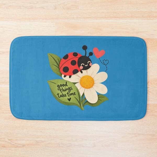 Item preview, Good Things Take Time – Cute Ladybug & Daisy Inspirational Nature Design designed and sold by StickyDelights.