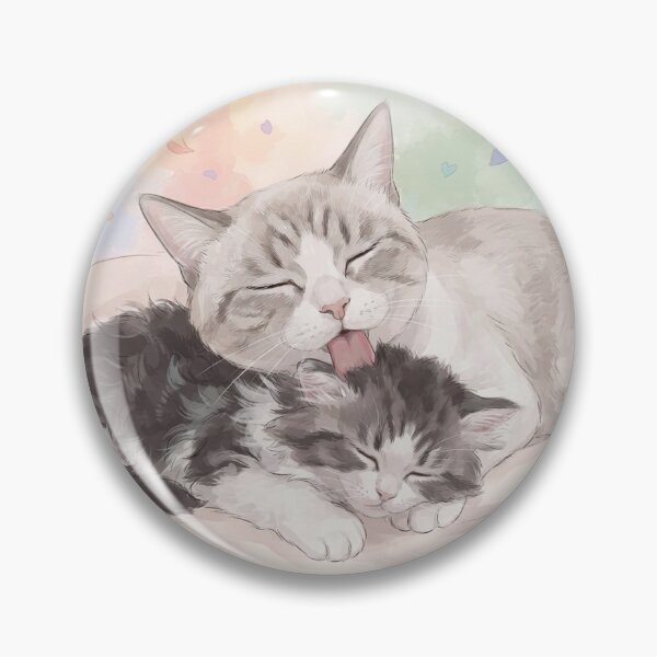 Item preview, Heartwarming Mother Cat Grooming Fluffy Kitten KAM KAM designed and sold by PetalsPaws.