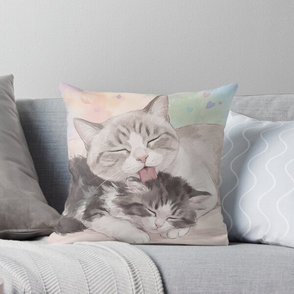 Item preview, Heartwarming Mother Cat Grooming Fluffy Kitten KAM KAM designed and sold by PetalsPaws.
