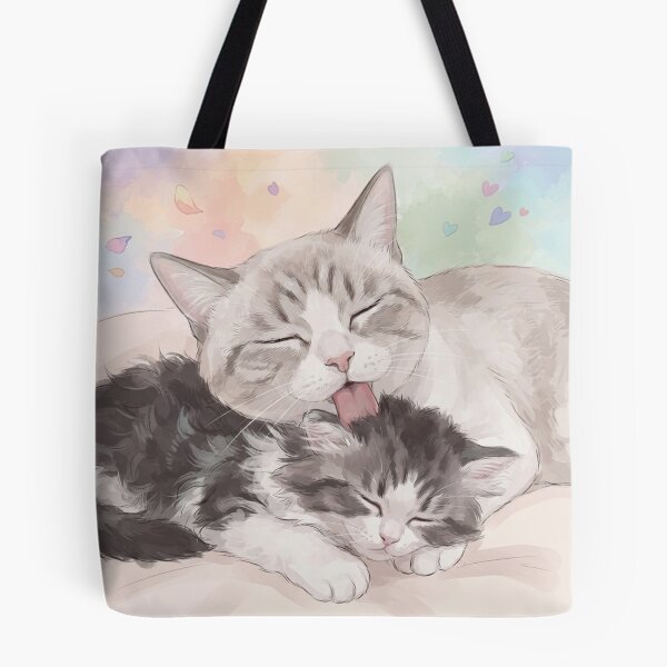 Item preview, Heartwarming Mother Cat Grooming Fluffy Kitten KAM KAM designed and sold by PetalsPaws.