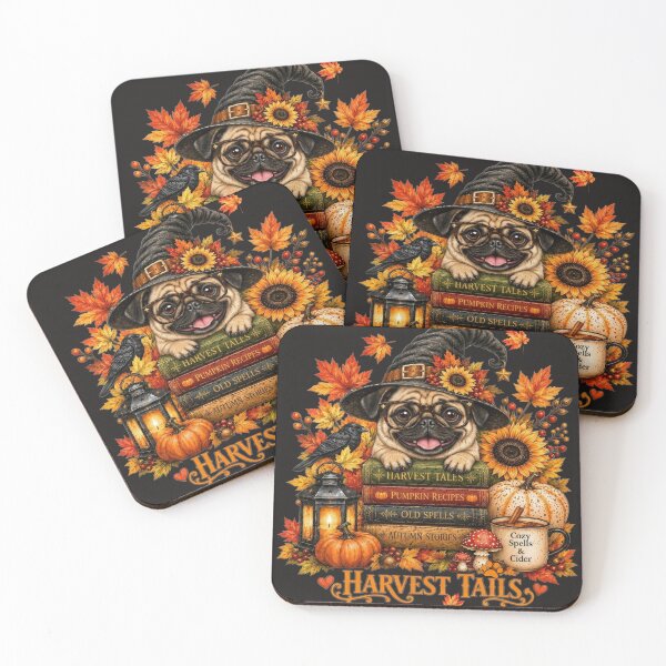 Item preview, Halloween Pug Autumn Harvest Tails Fall Dog designed and sold by Cute & Sassy Custom Gifting Boutiques.