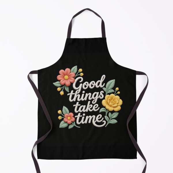 Item preview, Good Things Take Time Faux Embroidery Floral Art designed and sold by HappyOops.