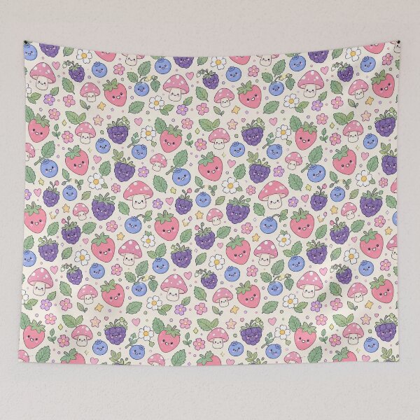Item preview, Kawaii Berry Forest Pattern designed and sold by Soft Berry Studio.