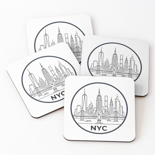 Item preview, NYC Skyline Badge - Minimalist New York City Line Art designed and sold by KMKDesignStudio.