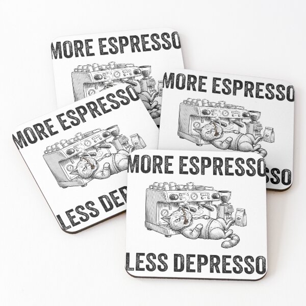 Item preview, More Espresso Less Depresso - Funny Coffee Cat Espresso Machine designed and sold by KMKDesignStudio.