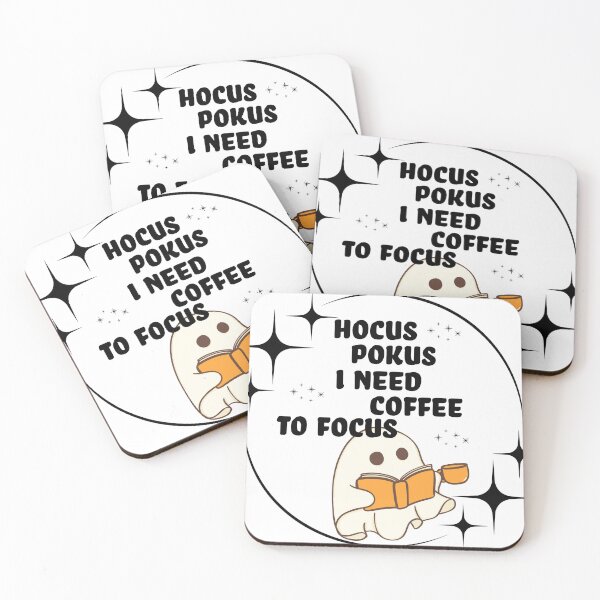 Item preview, Hocus Pocus I Need Coffee To Focus Cute Ghost Halloween Pun designed and sold by KMKDesignStudio.