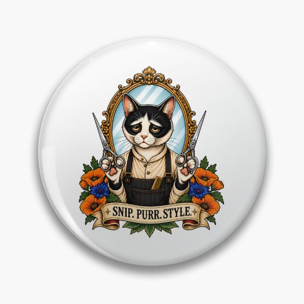 Item preview, Snip Purr Style Barber Cat Vintage Tattoo designed and sold by Old's Cool Cat Studio.