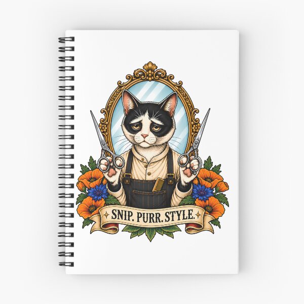 Item preview, Snip Purr Style Barber Cat Vintage Tattoo designed and sold by Old's Cool Cat Studio.