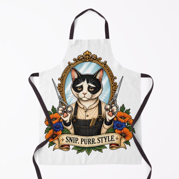 Item preview, Snip Purr Style Barber Cat Vintage Tattoo designed and sold by Old's Cool Cat Studio.