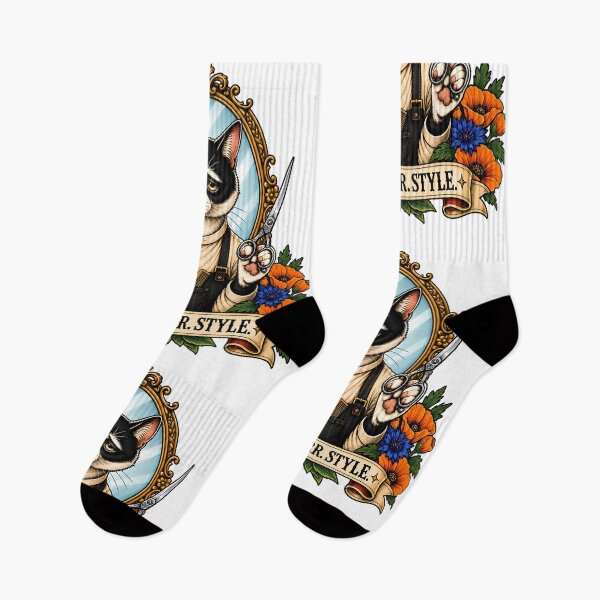 Item preview, Snip Purr Style Barber Cat Vintage Tattoo designed and sold by Old's Cool Cat Studio.